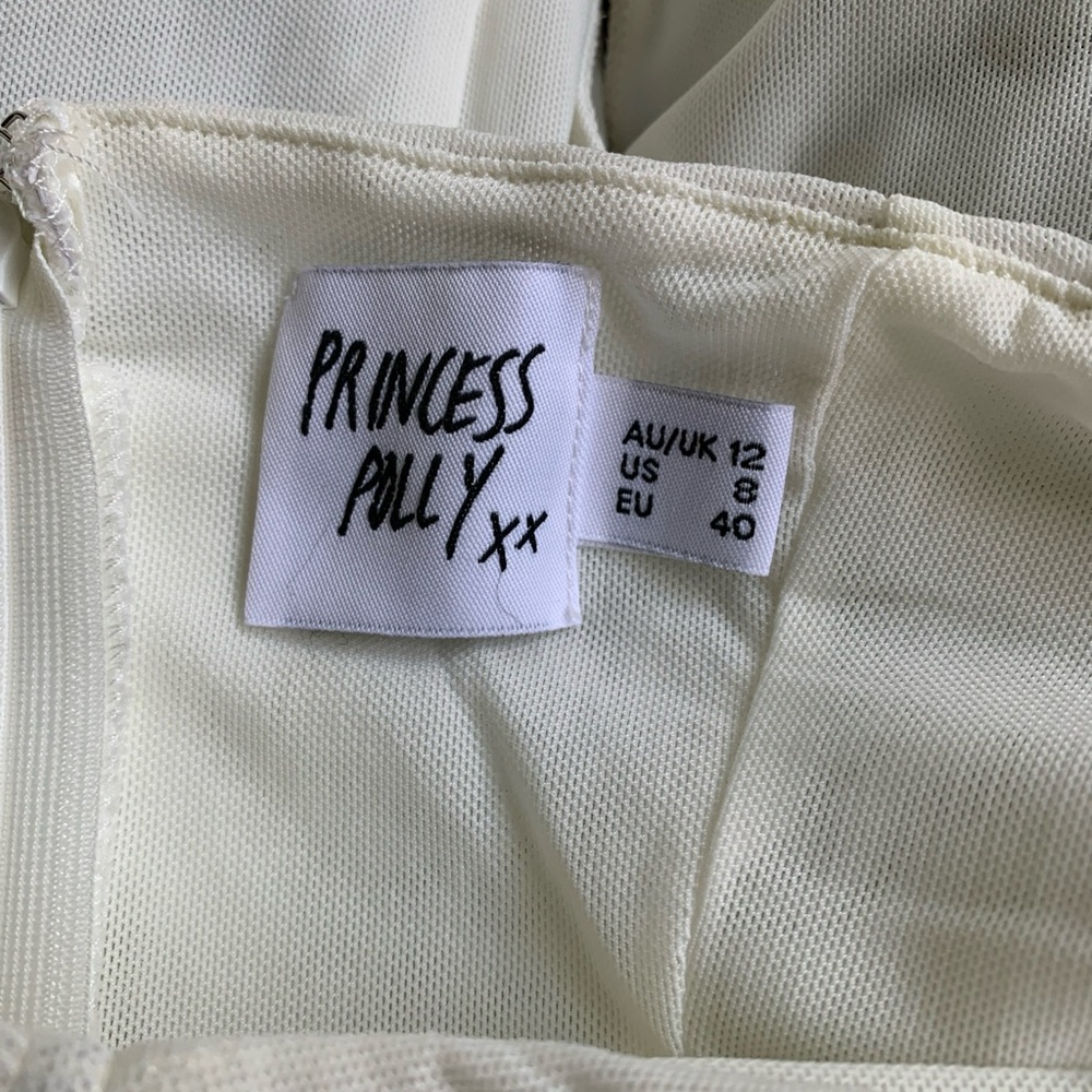 Princess Polly size 8 ivory semi-sheer bodysuit - Picture 3 of 4